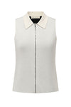 SWAYING 25 Early Autumn Zipper Lapel Cashmere Blend Vest SW-SW25PF1T15C1-BAI White